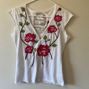 JOYSTICK Embroidered Rose T-shirt (S)